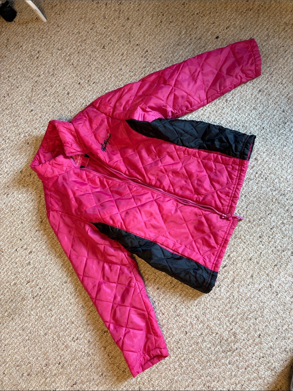 Weatherproof Little Girls Hot Pink and Black Quilted Puffer Jacket